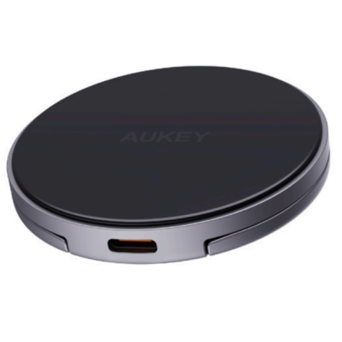 Беспроводное зарядное устройство с подставкой Aukey MagFusion Aura Pro LC-MC10A 15Вт Qi2 USB-C серый фото 1