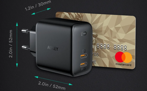 Адаптер питания Aukey Omnia Duo 65Вт 2xUSB Type-C Black PA-B4 фото 2