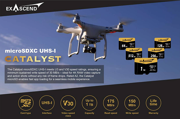 Карта памяти MicroSD ExAscend Catalyst SDXC I 256GB + SD adapter