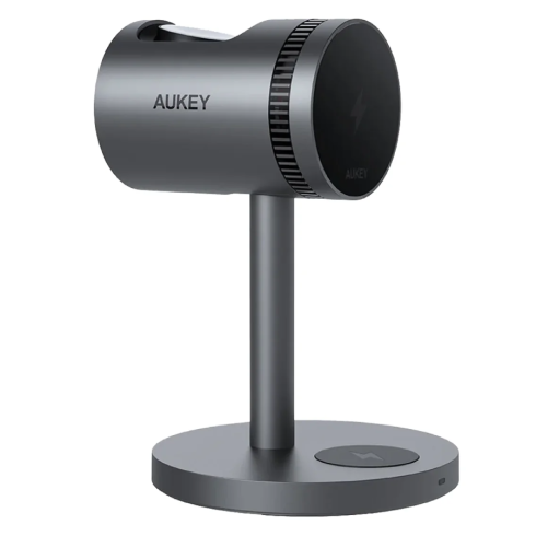 Магнитная зарядная станция 3 в 1 с охлаждением Aukey MagFusion LC-MC311A 15Вт Qi2 USB-C серый фото 1