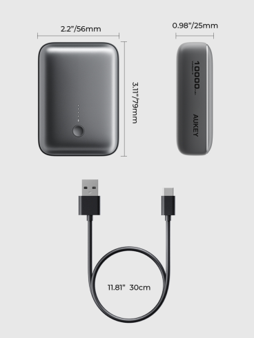 Внешний аккумулятор Aukey Spark Mini 30Вт 10000 мАч Grey PB-Y55 фото 9