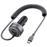 Автомобильное зарядное устройство Pathfinder Sling 30Вт CC-P2 со встроенным кабелем, серый