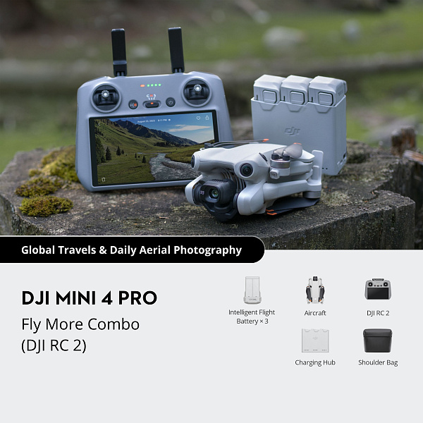 Квадрокоптер DJI Mini 4 Pro Fly More Combo Plus (RC 2)