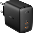 Адаптер питания Aukey Omnia Duo 65Вт 2xUSB Type-C Black PA-B4 фото 1