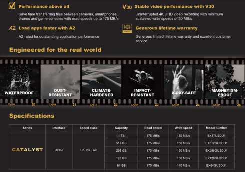 Карта памяти MicroSD ExAscend Catalyst SDXC I 256GB + SD adapter фото 3