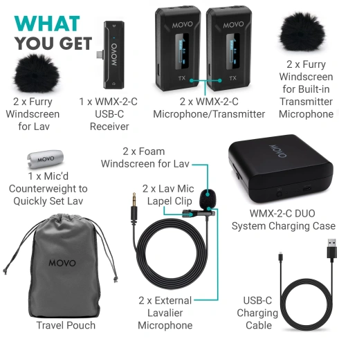 Беспроводной микрофон MOVO WMX-2-C-DUO фото 7