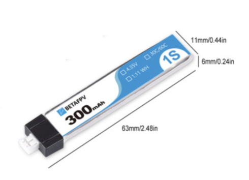 Аккумулятор BetaFPV 300mAh 1S 30C (PH2.0) фото 2