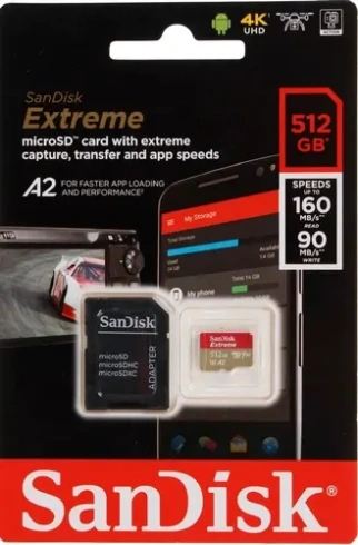 Карта памяти SanDisk Extreme microSD 512 GB + SD Adapter фото 2