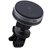 Автомобильное магнитное зарядное устройство с охлаждением Aukey MagFusion Dash Pro HD-MC13A 15Вт Qi2 USB-C серый