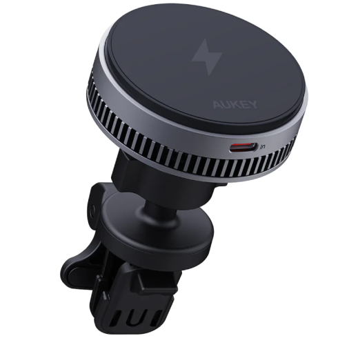 Автомобильное магнитное зарядное устройство с охлаждением Aukey MagFusion Dash Pro HD-MC13A 15Вт Qi2 USB-C серый фото 1