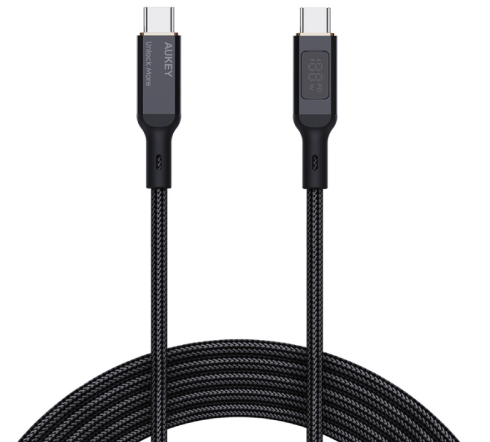 Кабель Aukey USB TypeC (M) черный 100Вт с ЖК дисплеем 1 метр фото 1