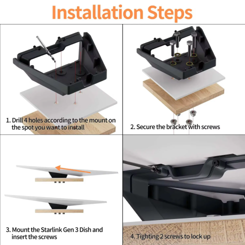 Комплект для крепления Starlink V4 Mount Mobility на крышу автомобиля, автодом, прицеп или яхту фото 4