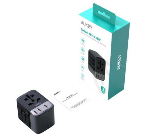 Универсальный адаптер GaN 35Вт Aukey Travel Mate PA-TA07A серый фото 2