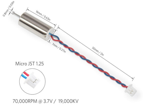 Коллекторный двигатель BetaFPV 7x16mm 19000KV фото 4